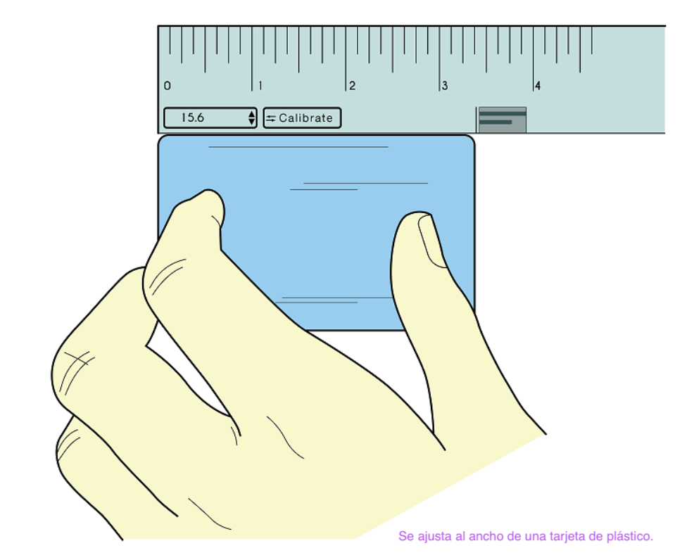 Calibration guide: Adjusts to the width of a standard plastic card